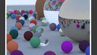 Ray Tracing in One Weekend render of Sample 1
